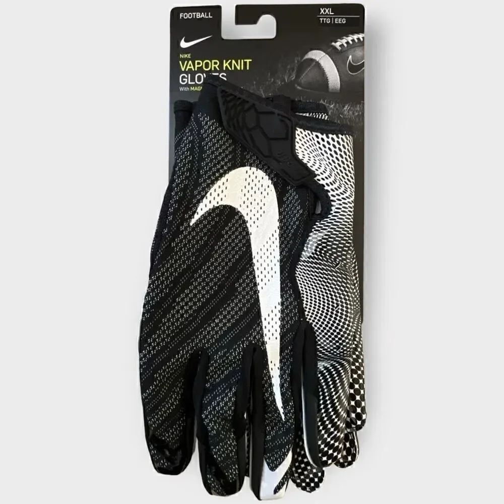 Nike Vapor Knit Magnigrip Black White Football Gloves CJ9259-091 Mens size XXL